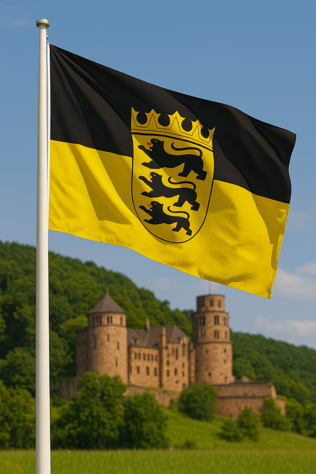 Baden-Württemberg Flagge mit Landeswappen – Schwarz-Goldenes Südwest-Statement