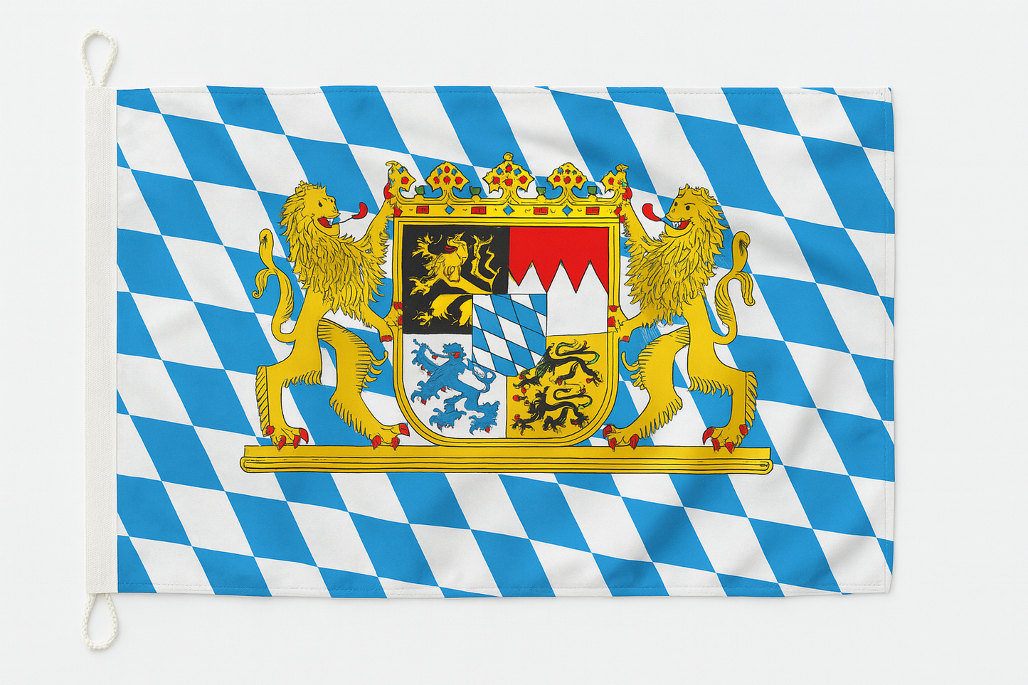 Bayernflagge mit Rautenmuster & Staatswappen – Tradition mit königlichem Charakter