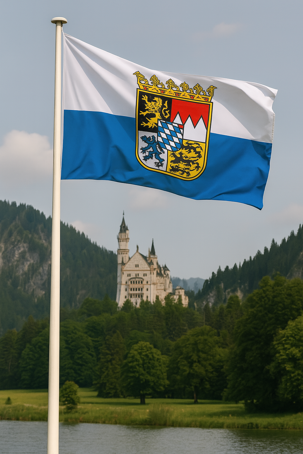 Bayerische Staatsflagge – Offiziell & Würdevoll mit Staatswappen