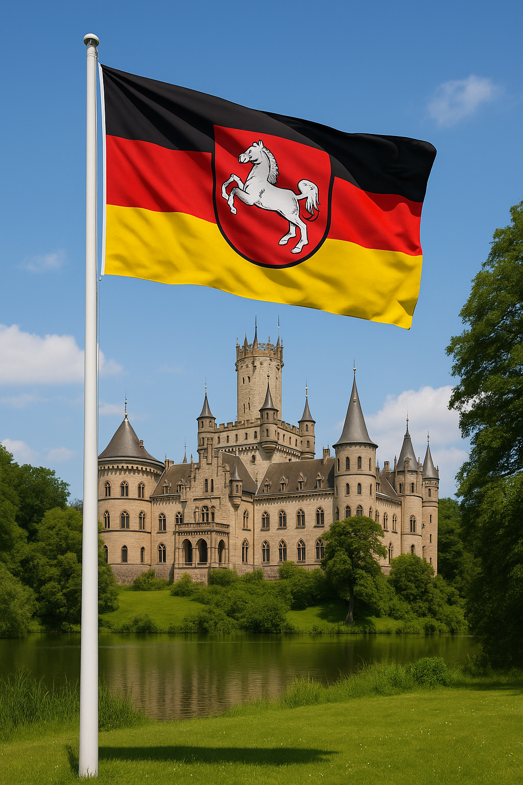 Niedersachsen Flagge mit Wappen – Stolz & Tradition aus dem Norden
