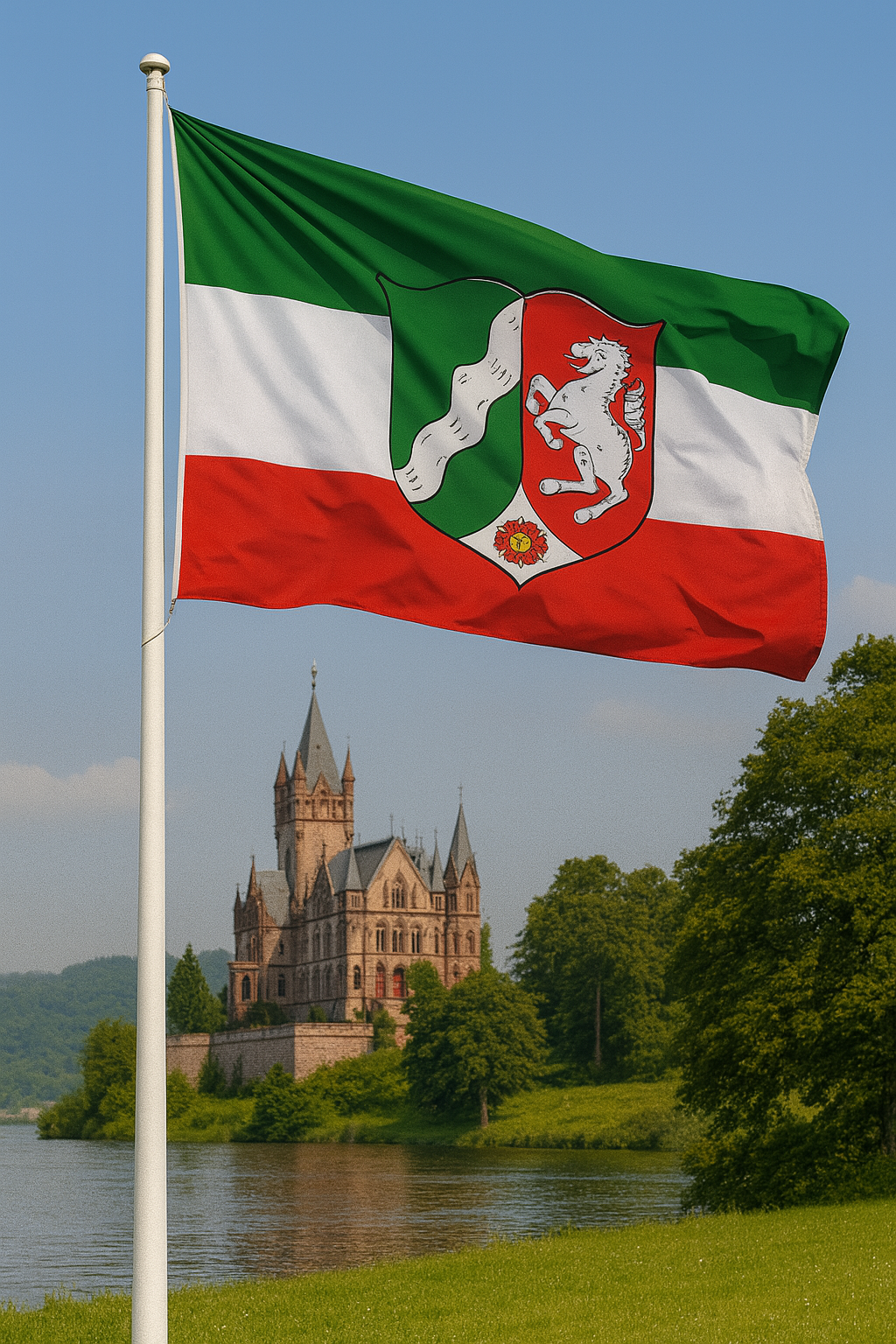 Nordrhein-Westfalen Flagge mit Wappen – Starke Einheit im Herzen Deutschlands