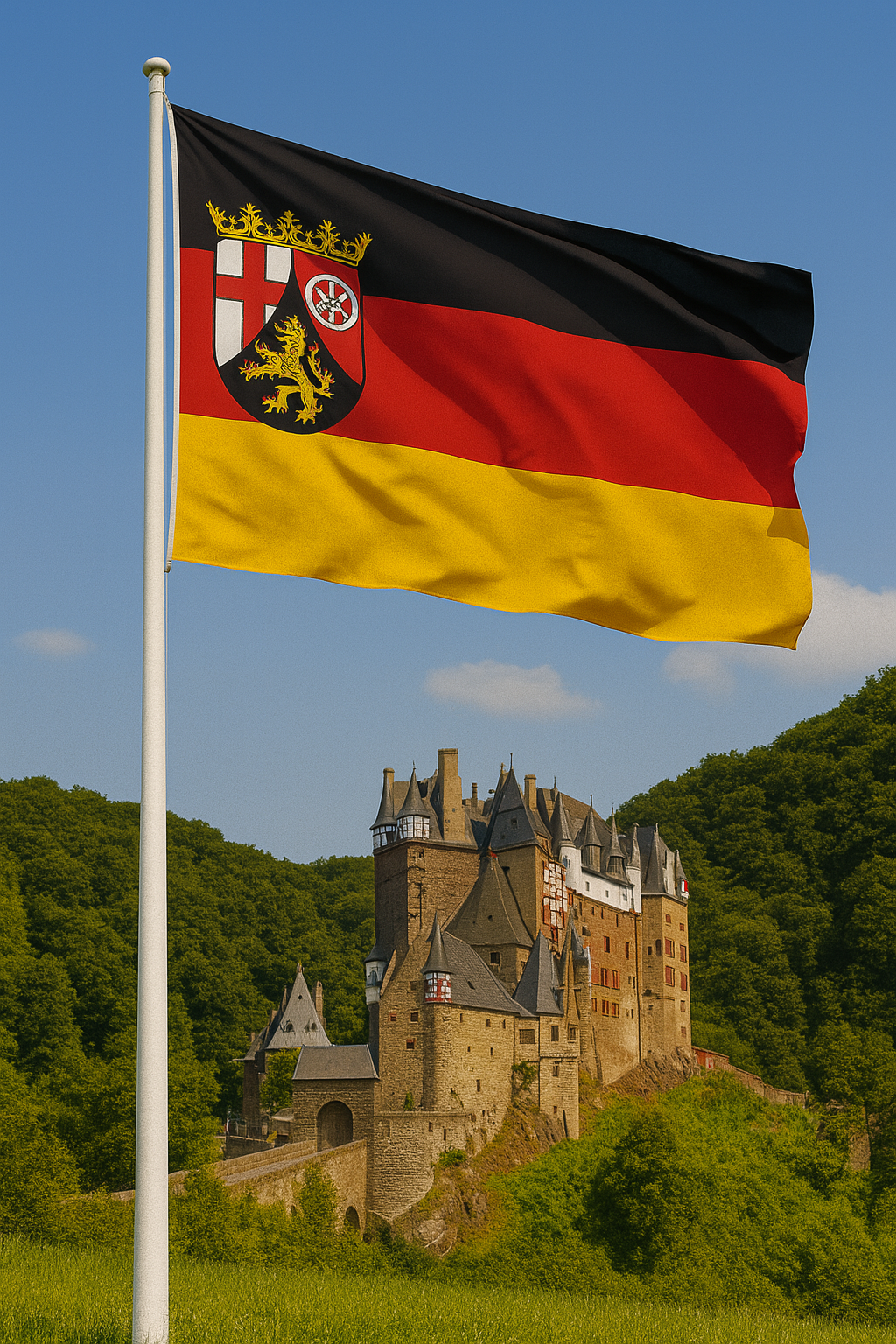 Rheinland-Pfalz Flagge mit Wappen – Vielfalt, Geschichte und Stolz