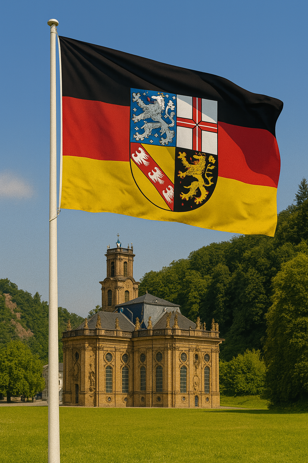 Saarland Flagge mit Wappen – Regionalstolz mit geschichtlicher Tiefe