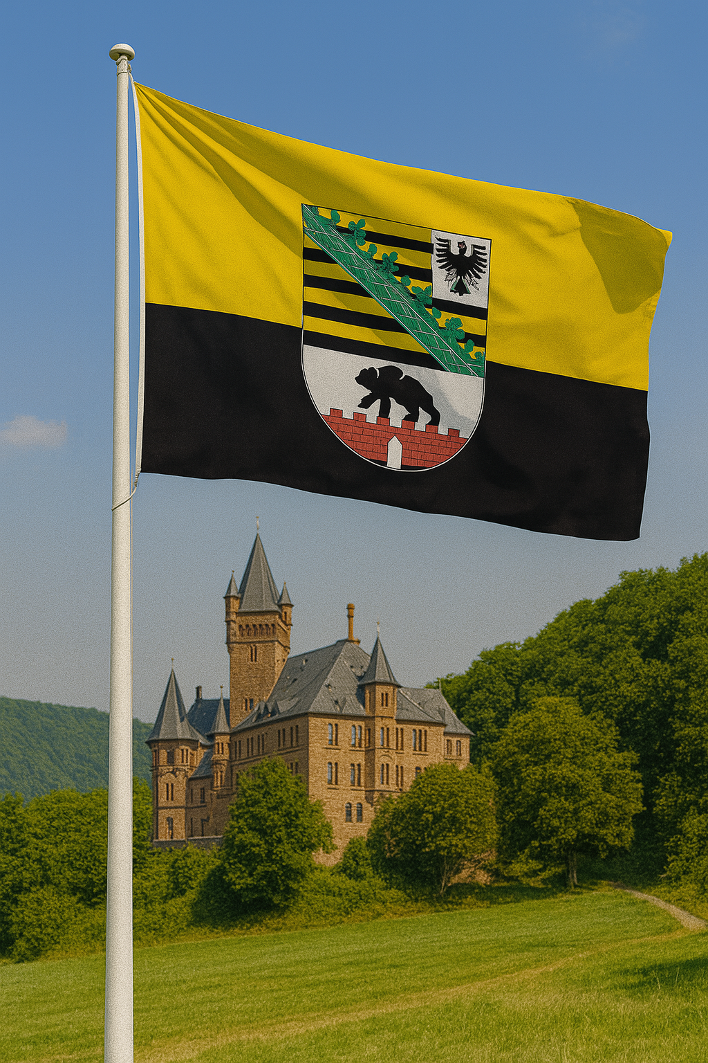 Sachsen-Anhalt Flagge mit Landeswappen – Tradition trifft Identität