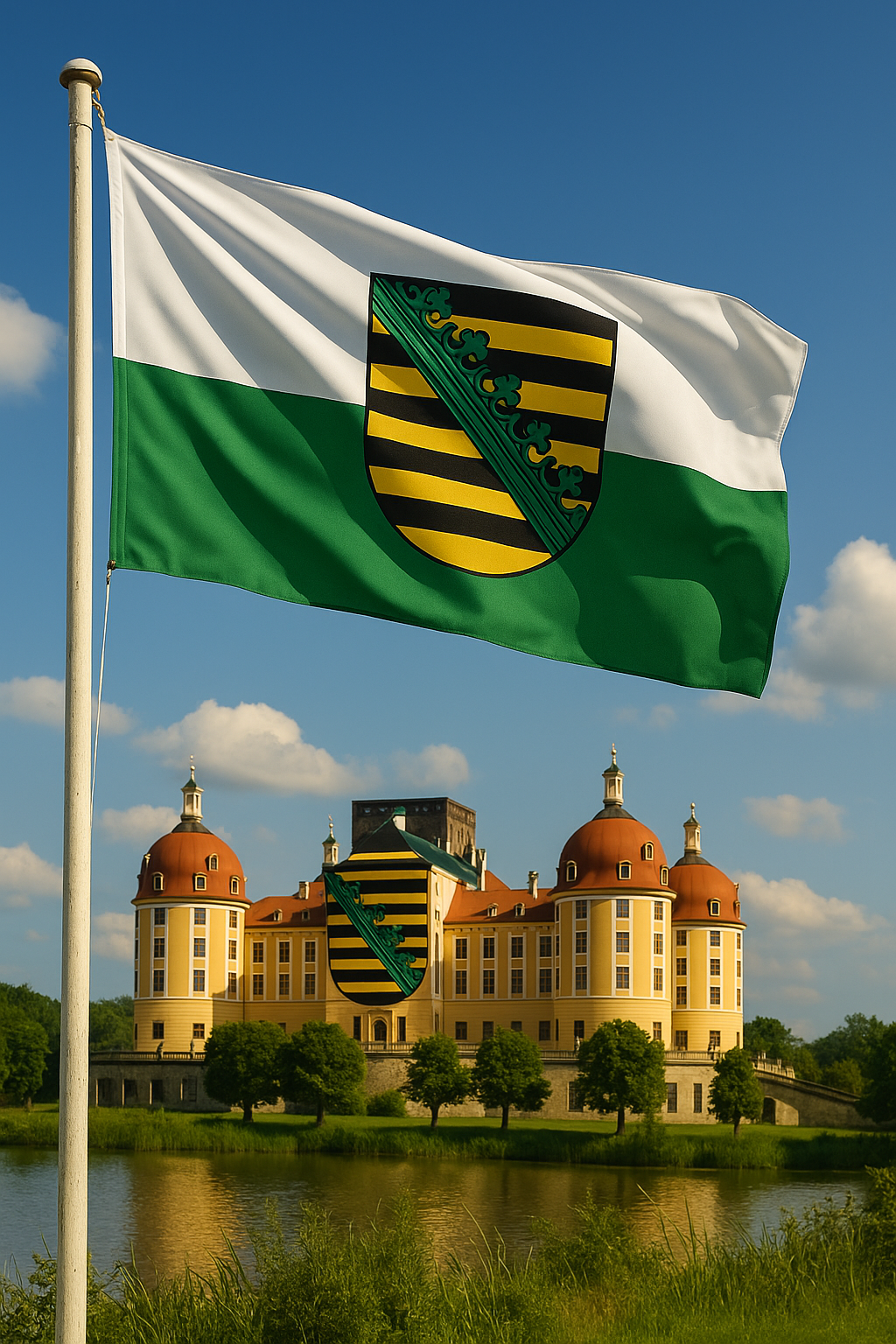 Sachsen Flagge mit Wappen – Historische Identität aus dem Freistaat