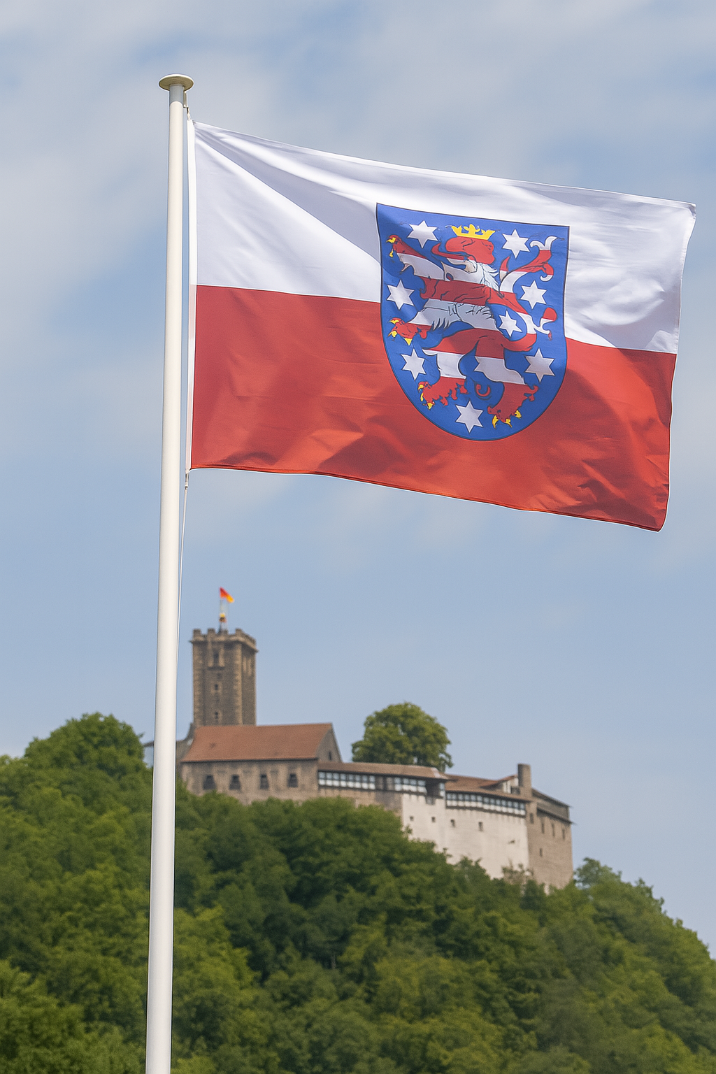 Thüringen Flagge mit Wappen – Tradition trifft auf Farbenstolz