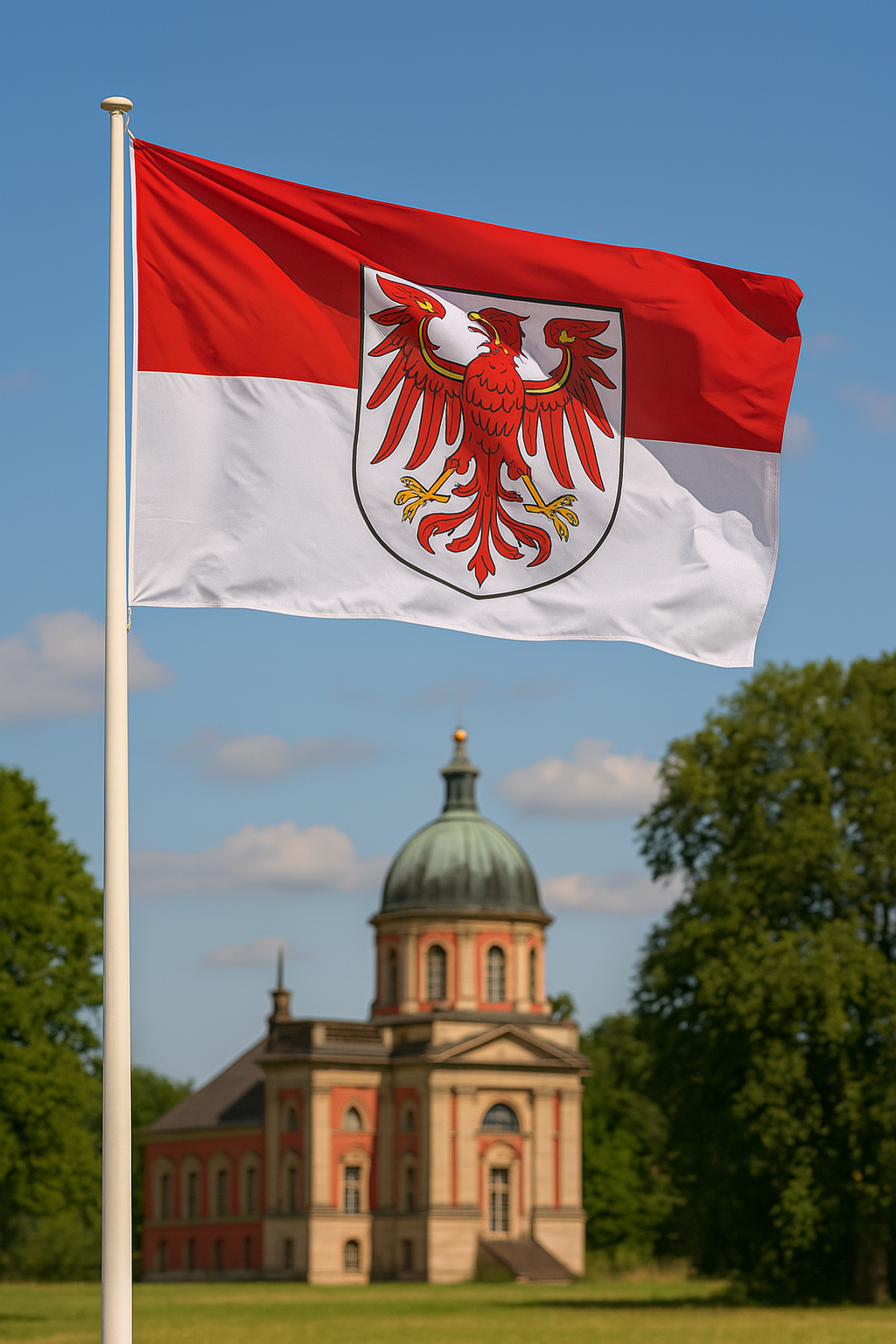 Brandenburg Flagge – Rot-Weiß mit dem märkischen Adler