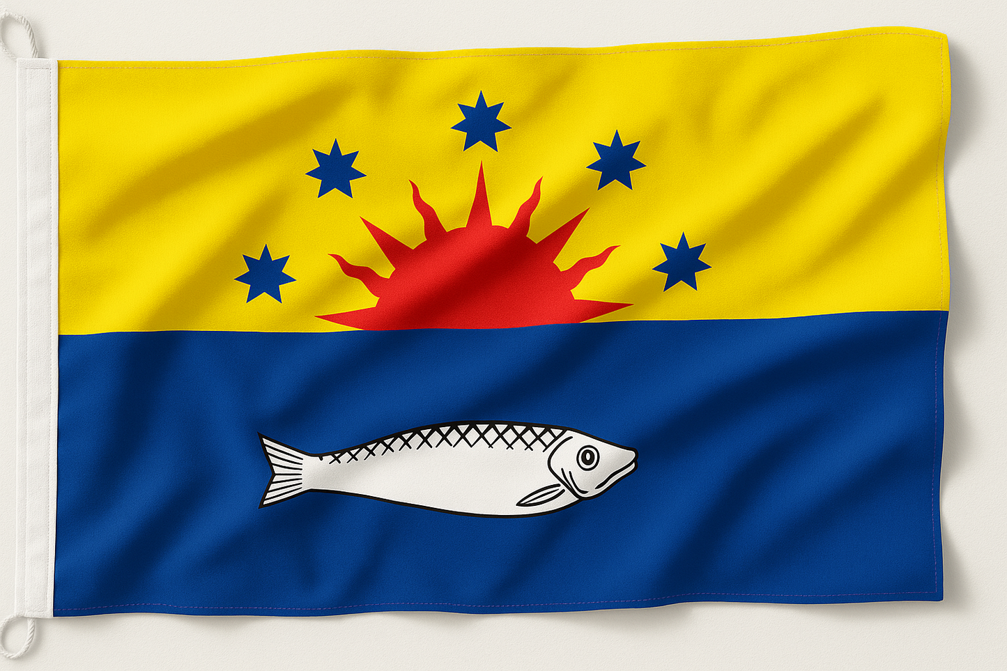 Flagge von Sylt-Ost – Sonne, Sterne & Hering