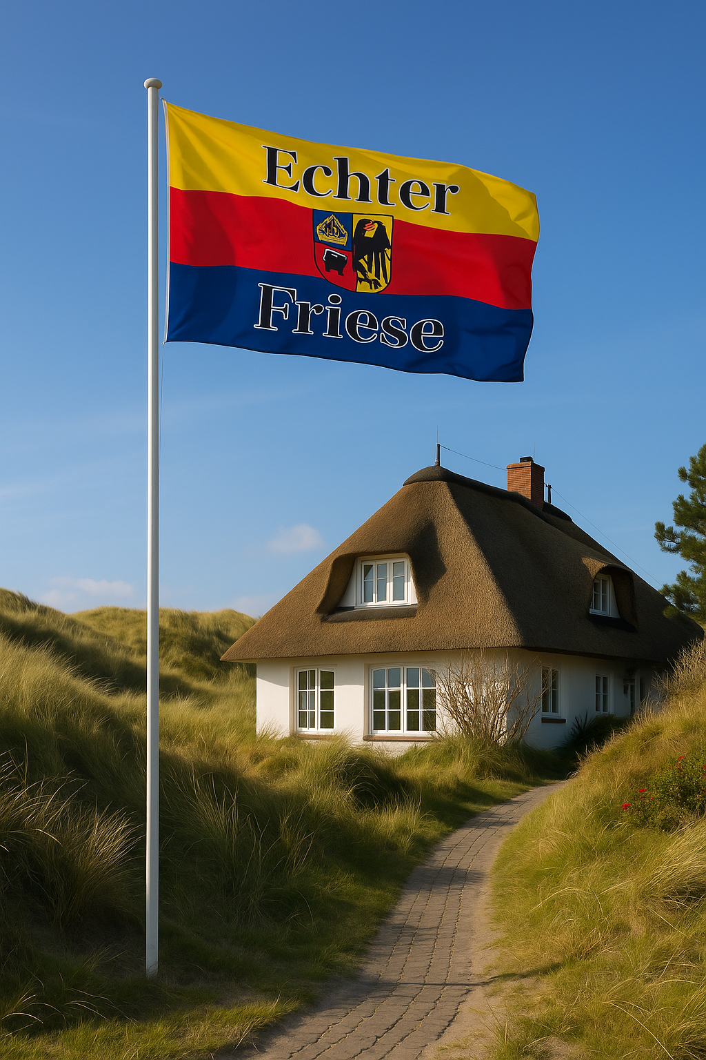 „Echter Friese“ Flagge von Sylt – Für alle mit friesischem Herzen