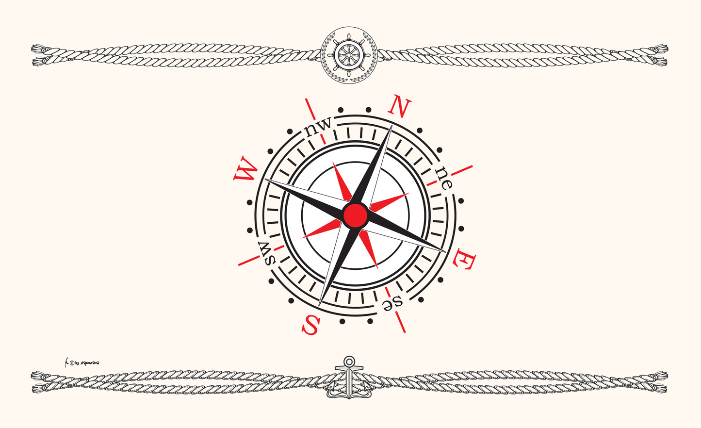 Windrose mit Seil, Seglerflagge