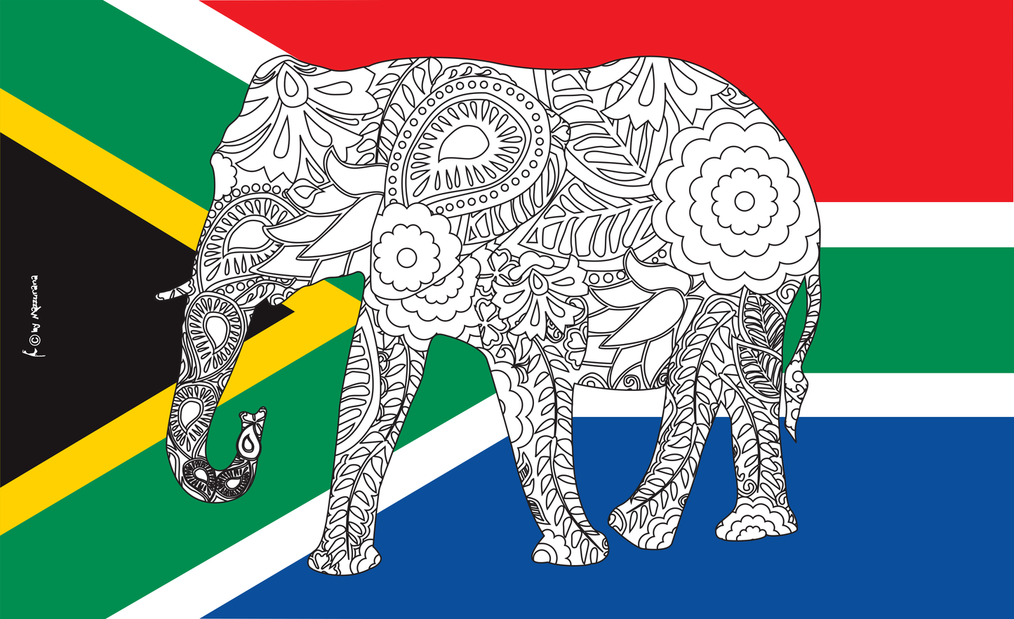 Elefant Südafrika Flagge, Südafrika, Elefanten, Tierflagge