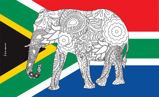 Elefant Südafrika Flagge, Südafrika, Elefanten, Tierflagge