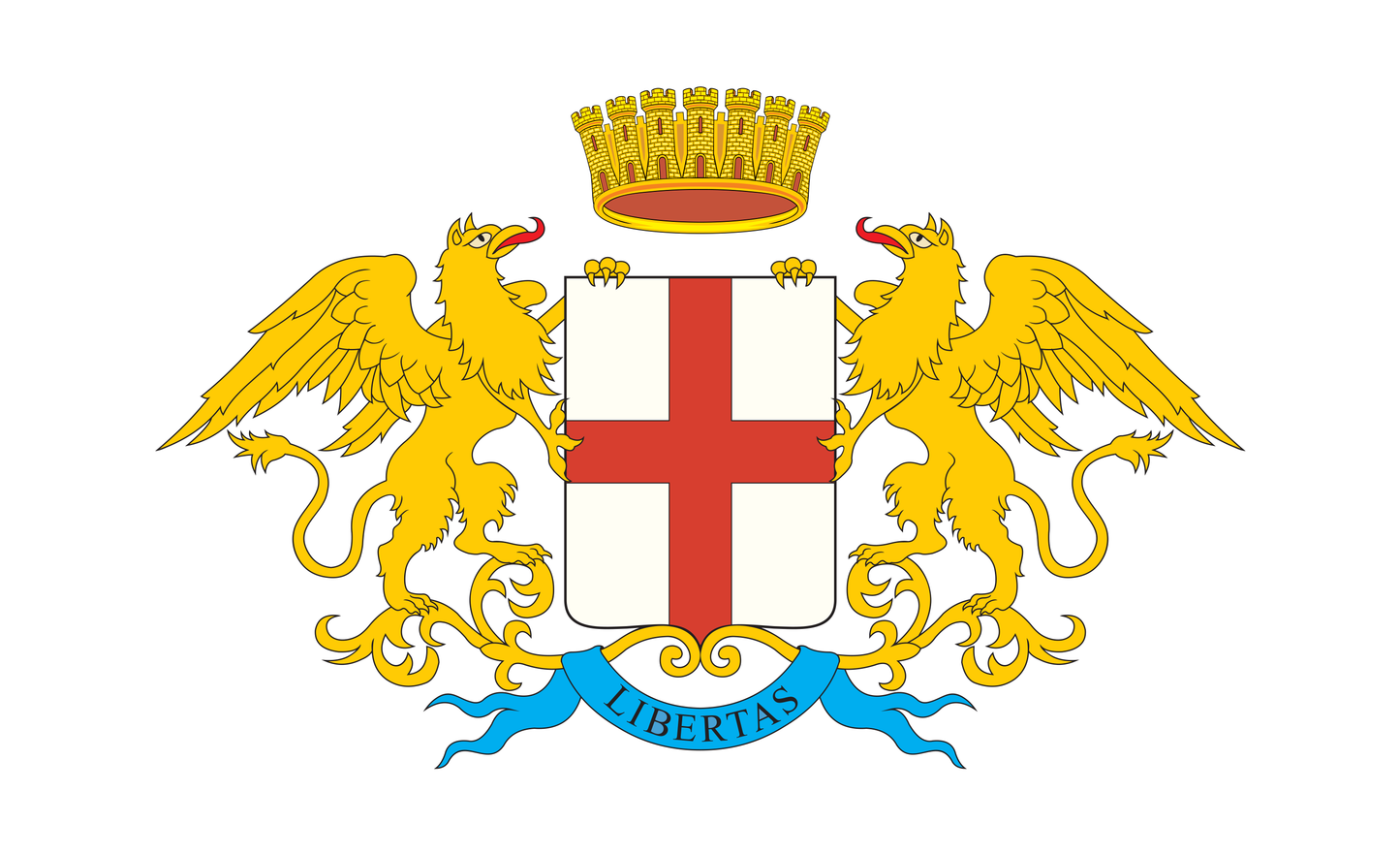 Genuaflagge mit Wappen, Italien, Nationalflaggen, Nationalfahnen