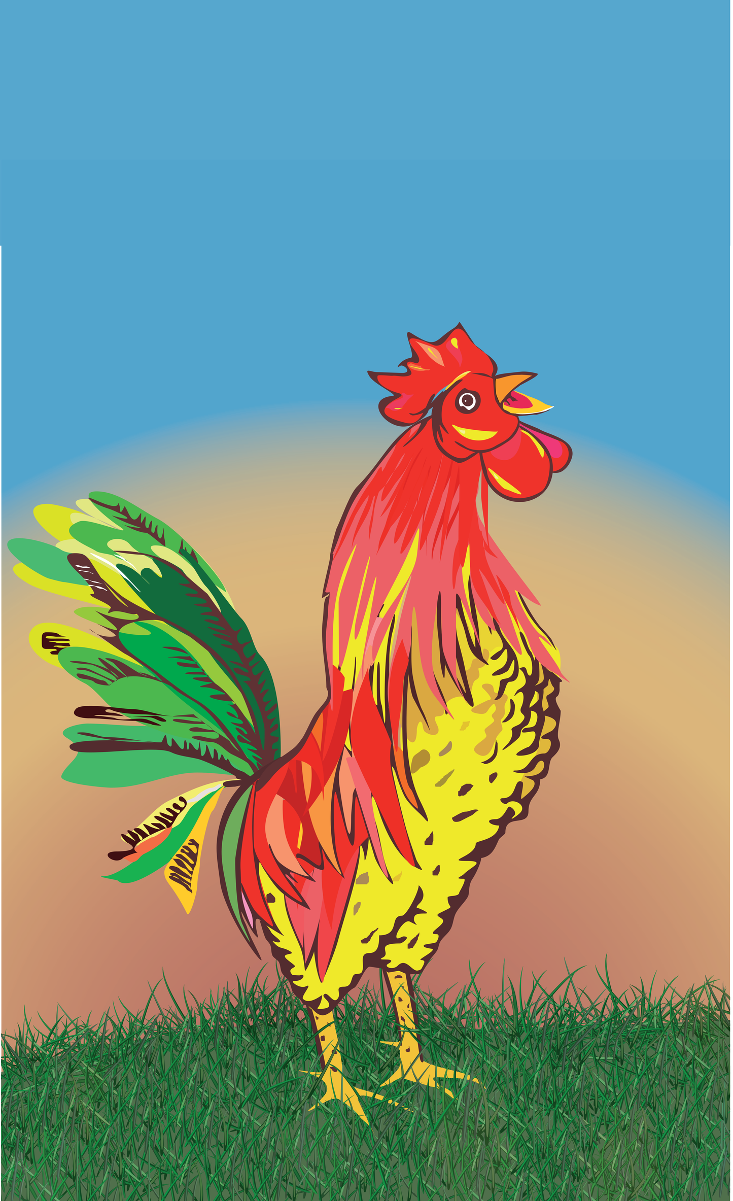 Hahn am Krähen Flagge, Huhn, Geflügelzüchter Flagge