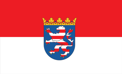 Drapeau de la Hesse avec ses armoiries – fierté de l'État en rouge, blanc et bleu