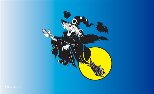 Hexe mit Besen, Halloweenflagge, Festtagsflaggen