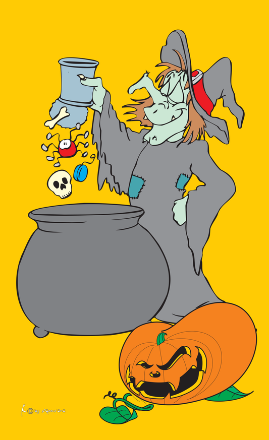 Halloween-Flagge,Hexe mit Kürbis, Festtagsflaggen