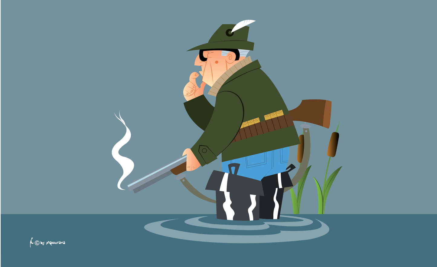 Jäger im Teich Flagge