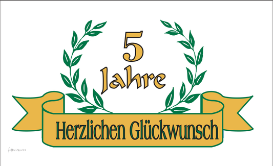 Jubiläum-Flagge, 5 Jahre,Festlichkeiten, Partys,Feiern,Familienfeste,Partyflaggen