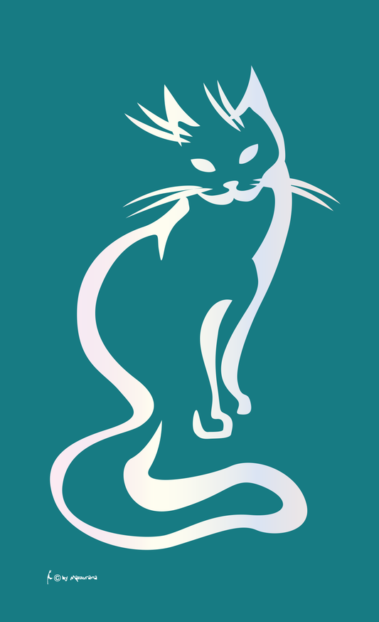 Katze sitzend Flagge, Katzen, Katzenflaggen, Cat