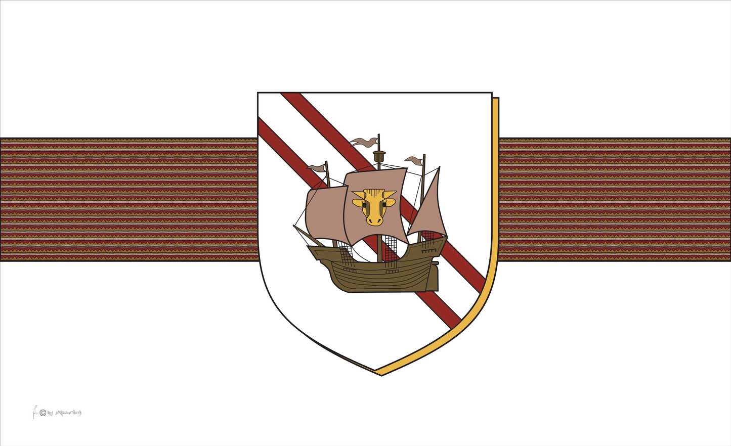 Kogge-Flagge mit Wappen,Maritime-Flaggen,Bootsflaggen,Leuchtturm-Flaggen