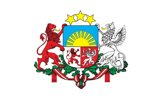 Lettlandflagge mit Wappen, Lettland, Nationalflaggen, Nationalfahnen