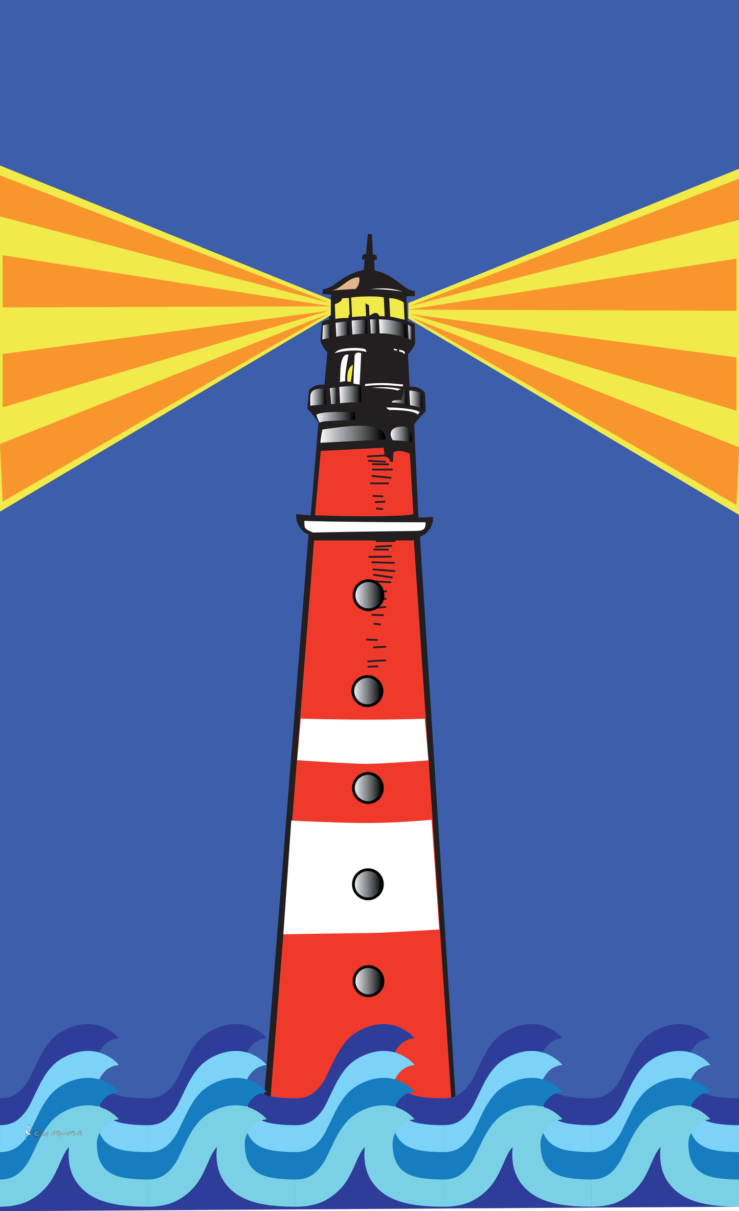 Leuchtturm-Flagge,Welle,Maritime-Flaggen,Bootsflaggen,Leuchtturm-Flaggen