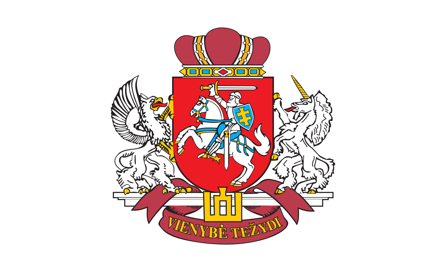 Litauenflagge mit Wappen, Litauen, Nationalflaggen, Nationalfahnen