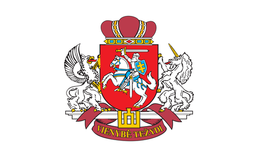 Litauenflagge mit Wappen, Litauen, Nationalflaggen, Nationalfahnen