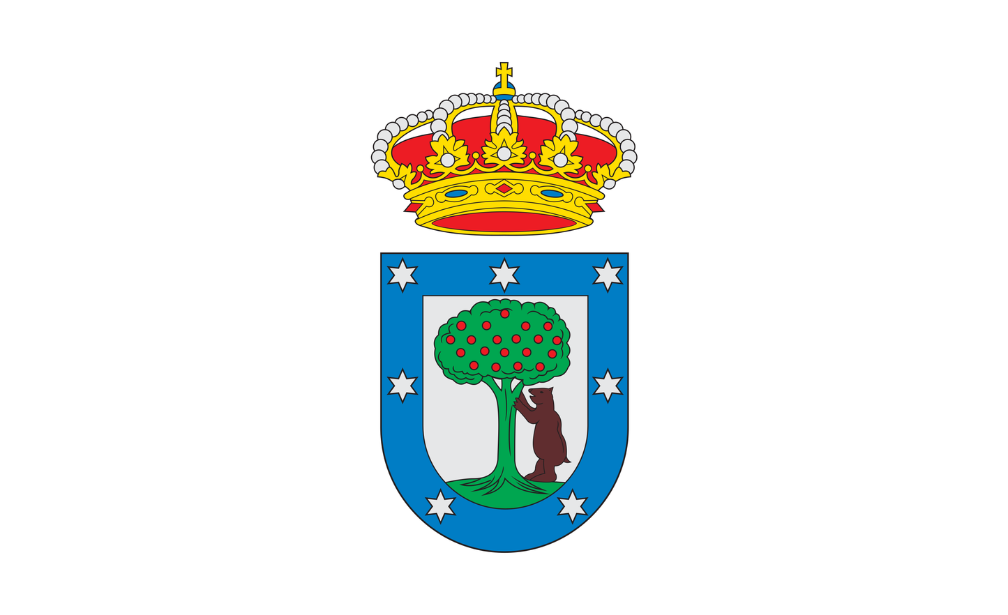 Madrid-Flagge mit Wappen 2, Spanien, Nationalfahnen