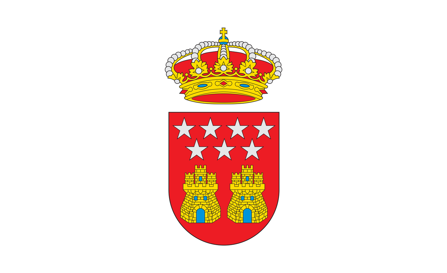 Madrid-Flagge mit Wappen, Spanien, Nationalfahnen