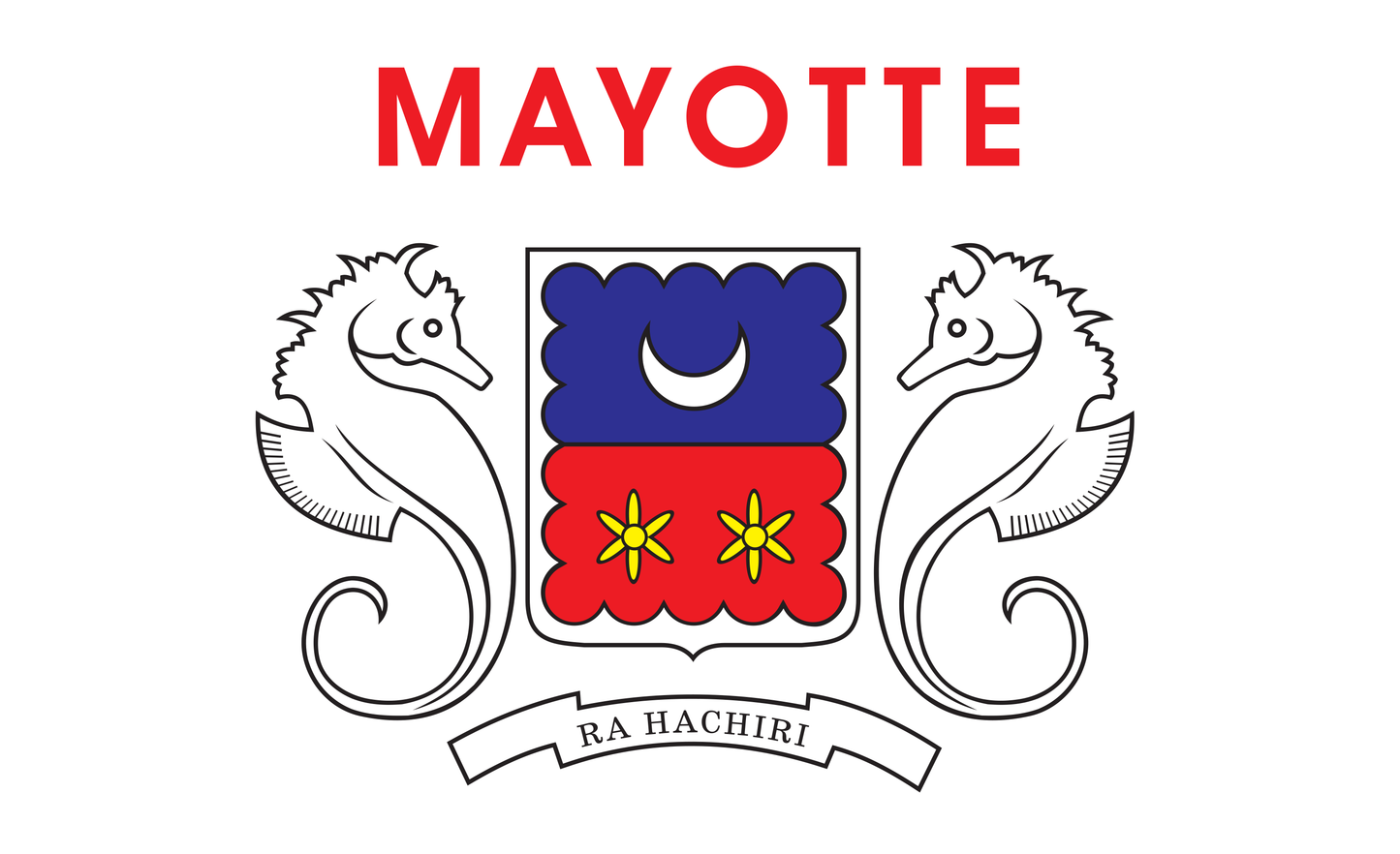Mayotteflagge mit Wappen, Mayotte, Nationalfahnen