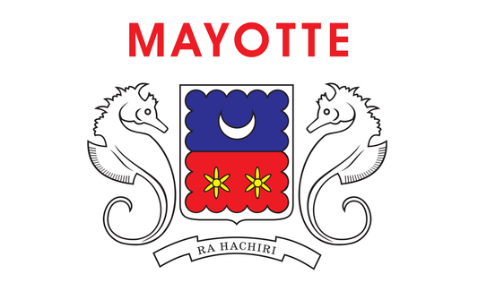 Mayotteflagge mit Wappen, Mayotte, Nationalfahnen