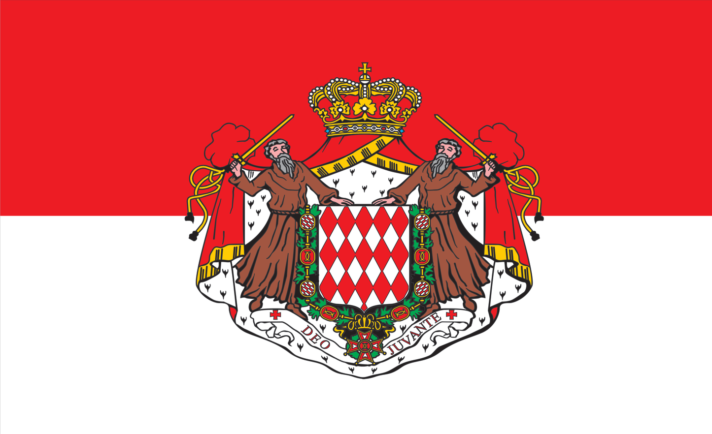 Monacoflagge mit Wappen, Monaco, Nationalfahnen