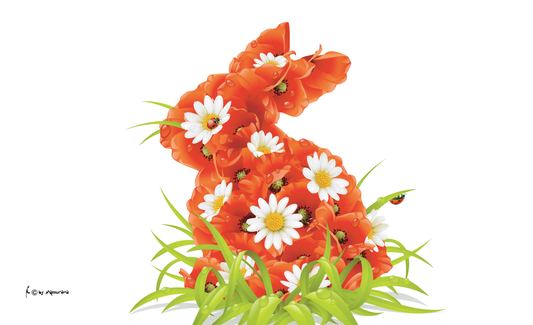 Osterhase aus Blumen Fahne, Osterfahne