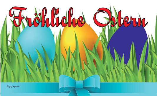 Ostereier im Gras Fahne, Osterfahne