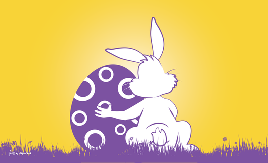 Osterfahne Lila Hase mit Ei, Osterflagge
