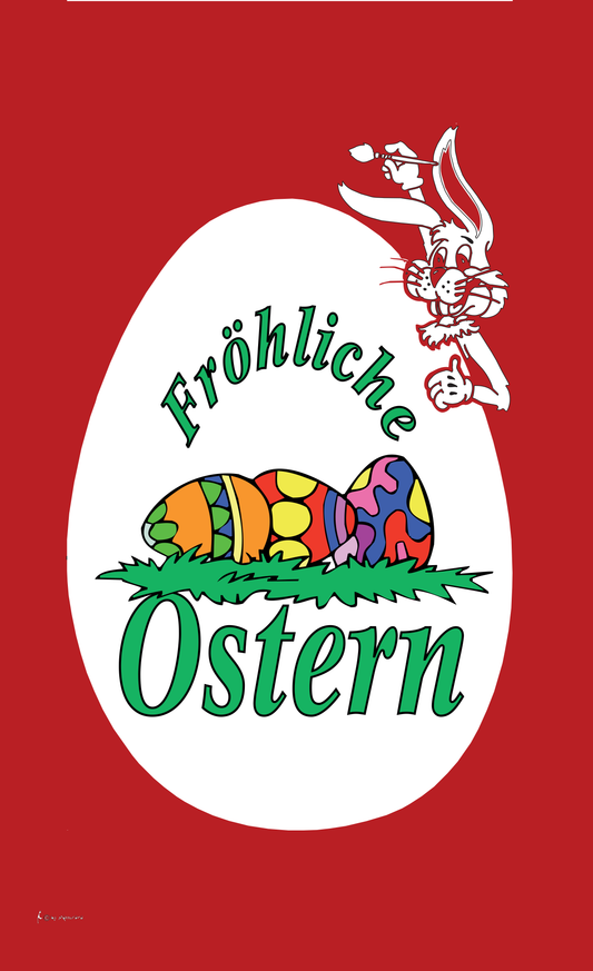 Oster-Flagge,rot mit Ei,Osterflagge