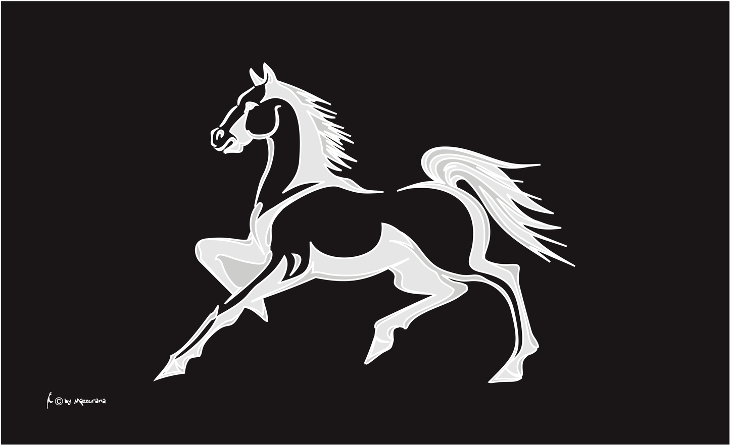 Cheval sous drapeau noir, drapeaux d'animaux