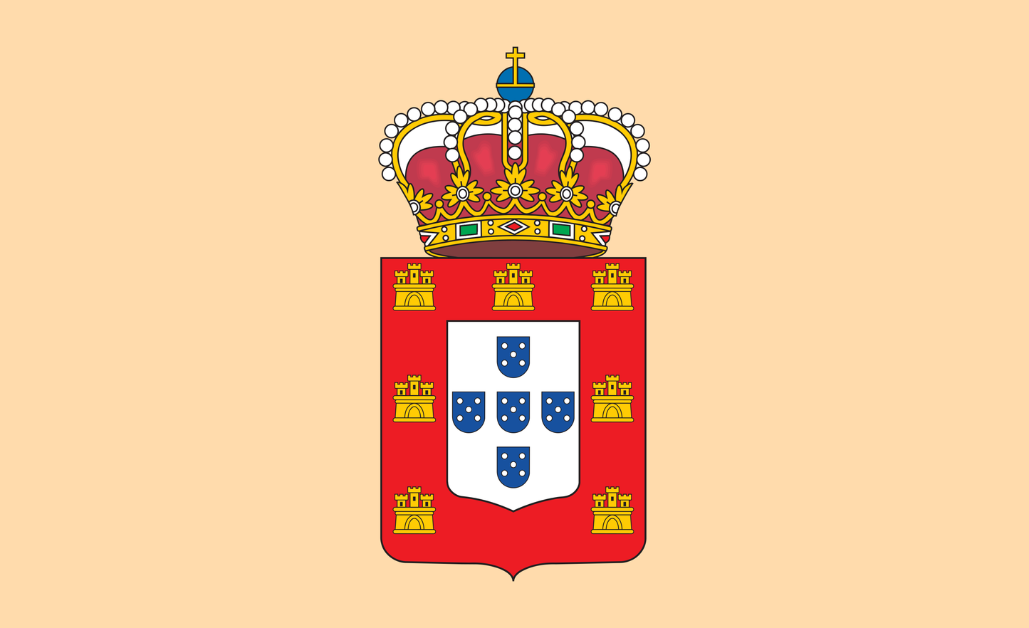 Portugalflagge mit Wappen, Portugal,Nationalfahnen