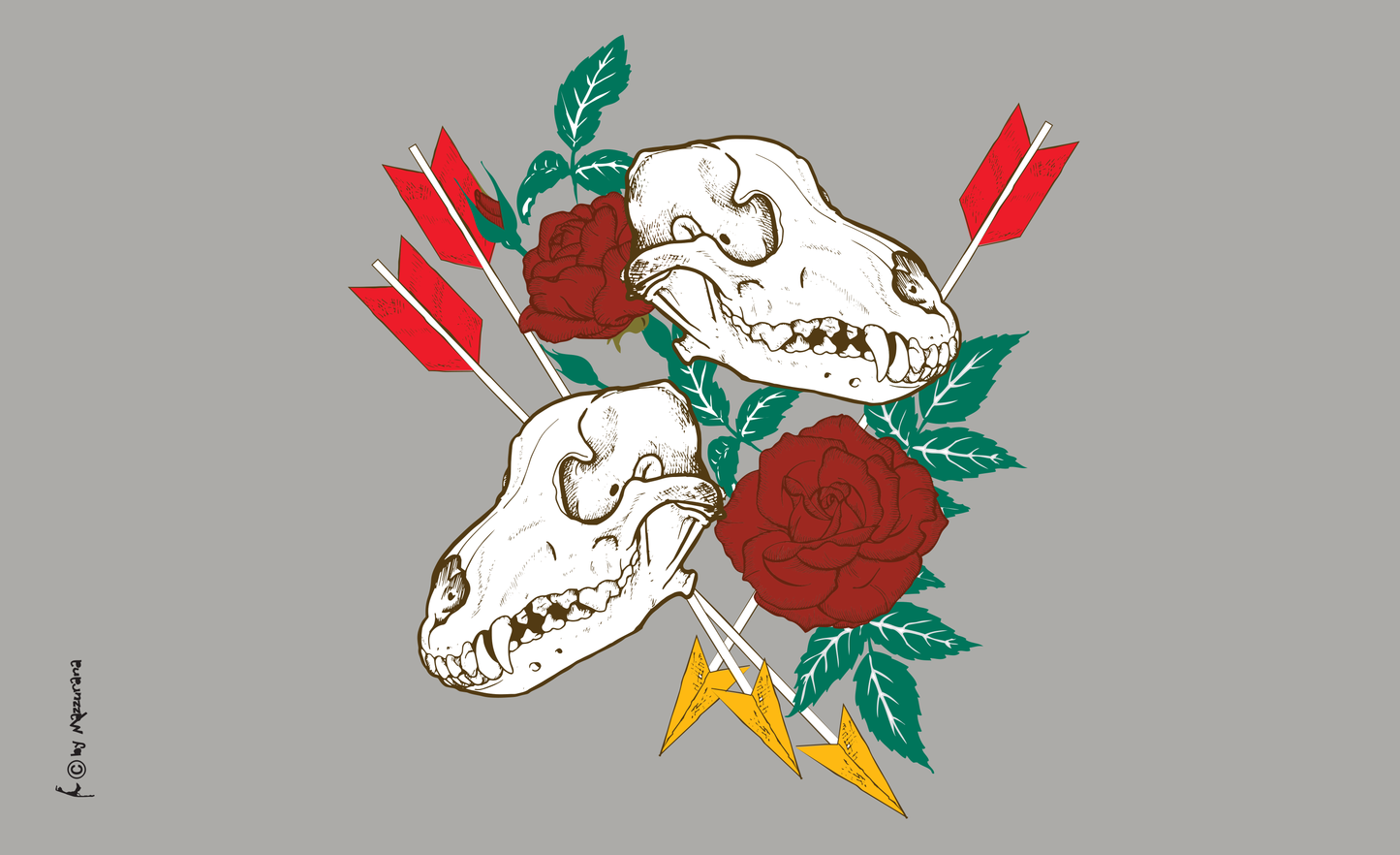 Tierschädel & Rose Flagge