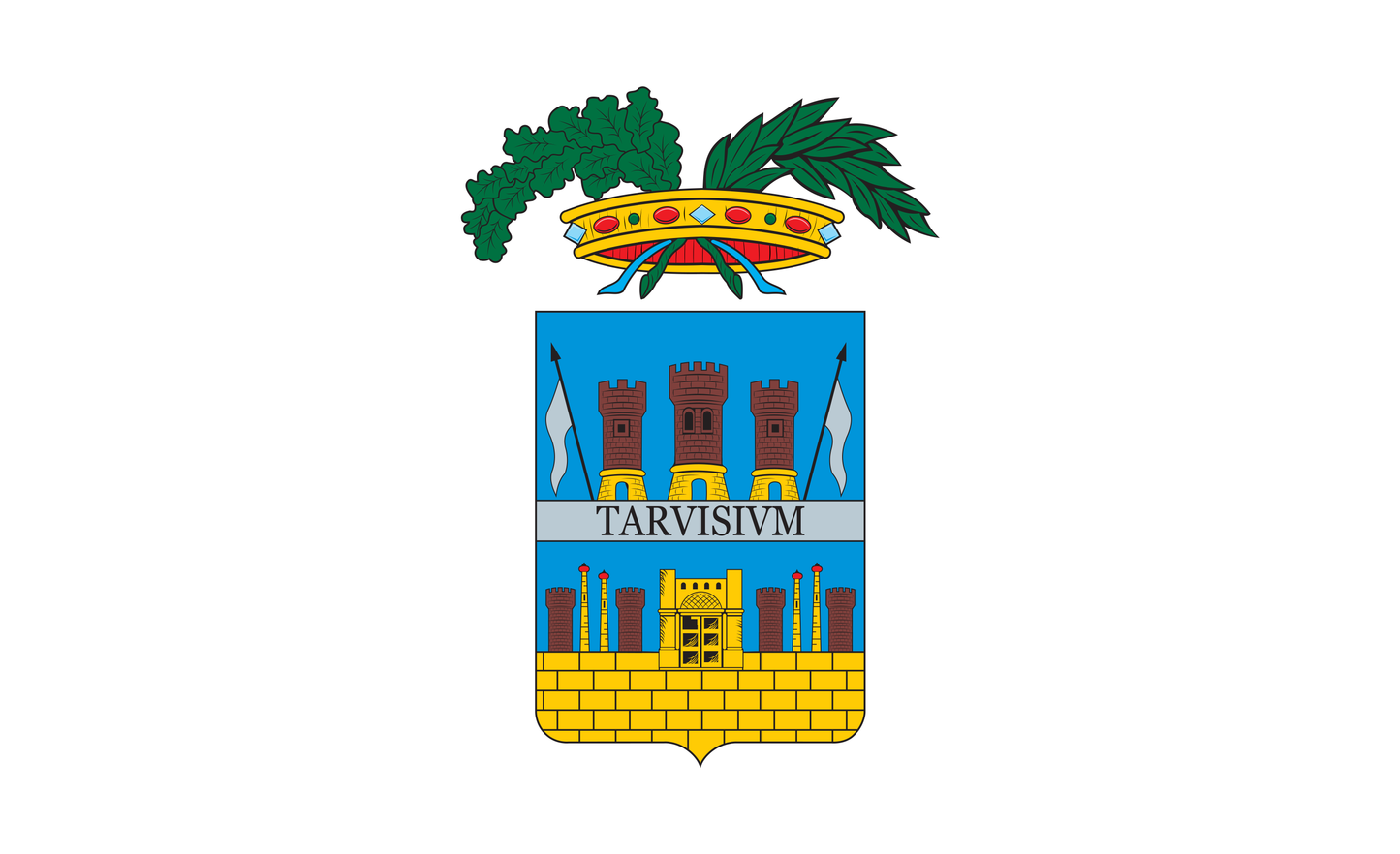 Trevisoflagge mit Wappen, Italien, Nationalfahnen