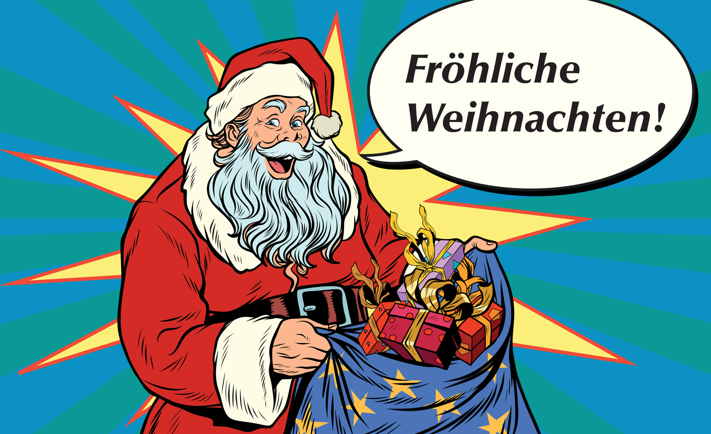 Weihnachtsmann m. Sack, Weihnachtsflagge, Christmas