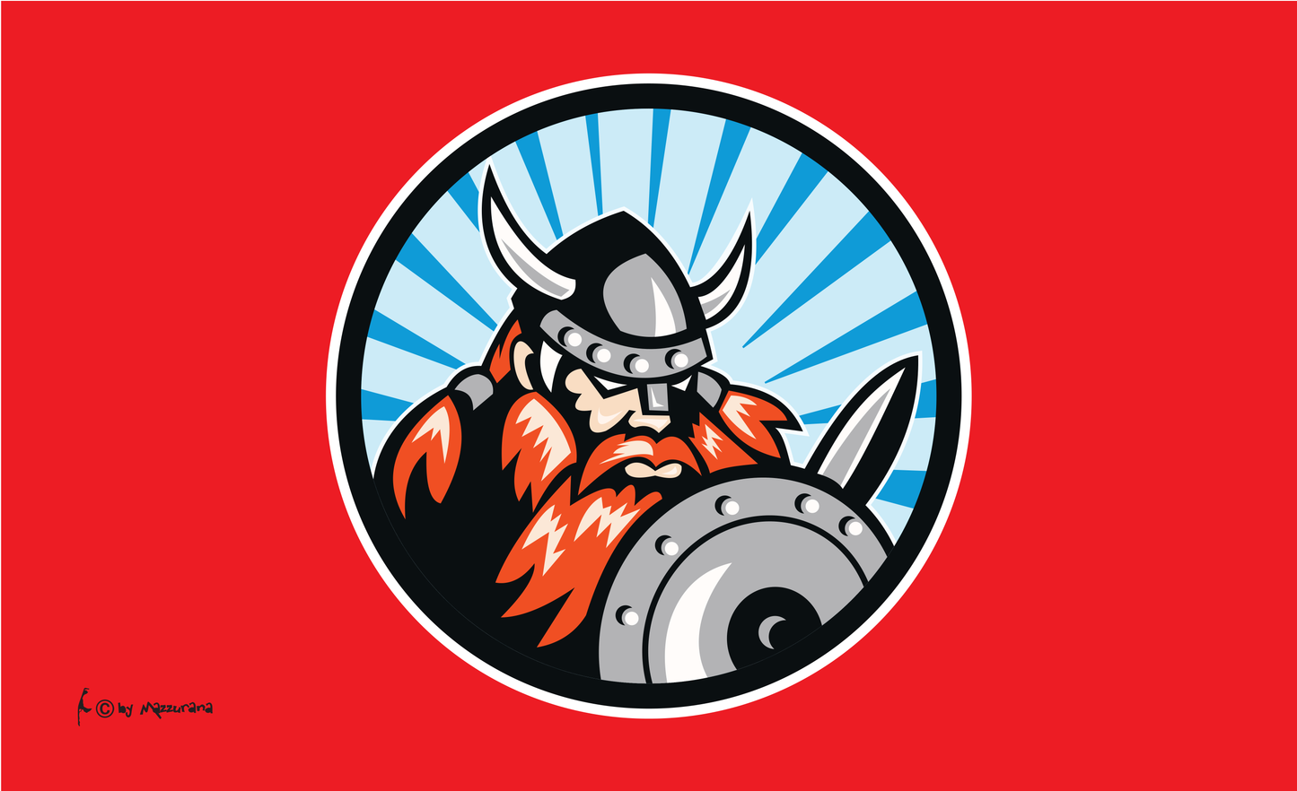 Wikinger-Flagge mit Kopf, Wikingerfahne