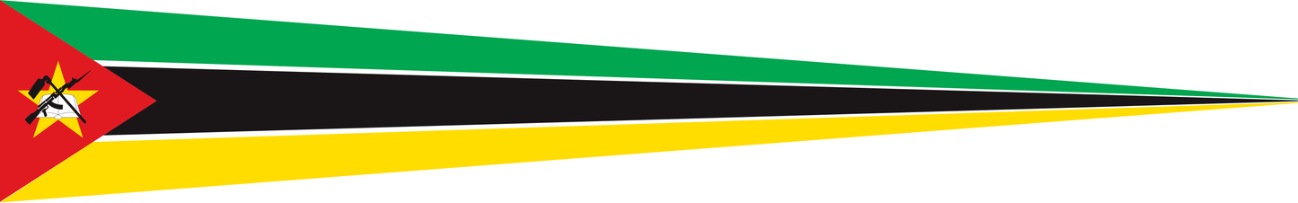 Mosambik Wimpel – Länderwimpel in Grün, Schwarz, Gelb, Weiß und Rot