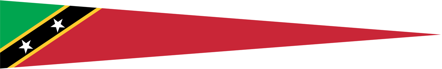 St. Kitts und Nevis Wimpel – Länderwimpel in Grün, Rot, Schwarz, Weiß und Gelb