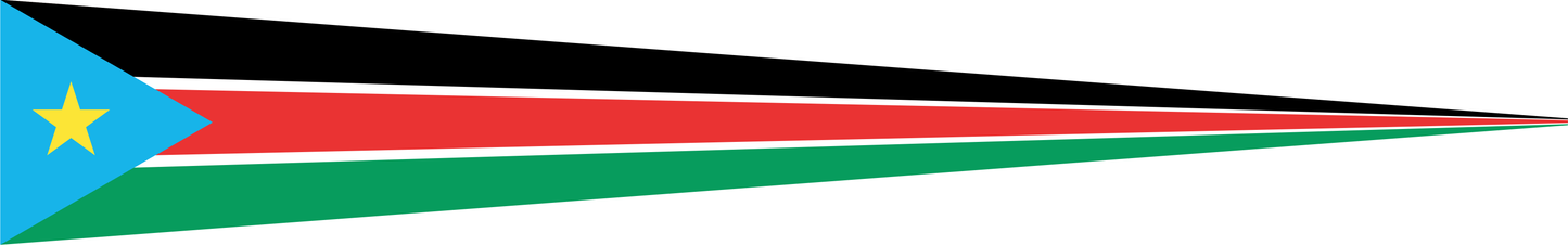 Südsudan Wimpel – Flaggenwimpel in Schwarz, Rot, Grün, Weiß und Blau
