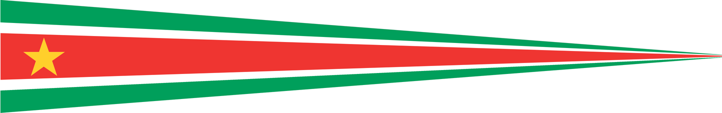Suriname Wimpel – Nationalflaggen-Wimpel in Grün, Weiß, Rot und Gelb