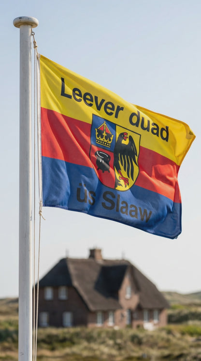 Drapeau « Lever duad üs Slaaw » – Cri frison de liberté dans le vent