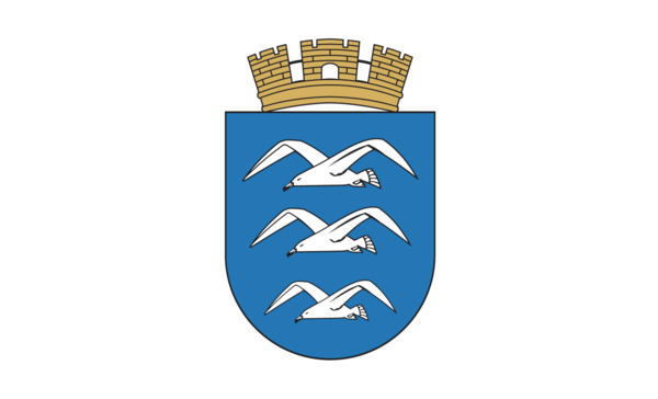 Haugesundflagge mit Wappen, Norwegen, Nationalflaggen, Nationalfahnen